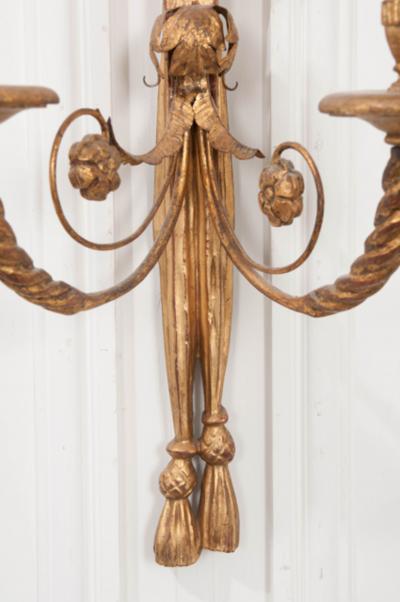 Reproduction Louis XVI Style Giltwood Two Arm Sconce