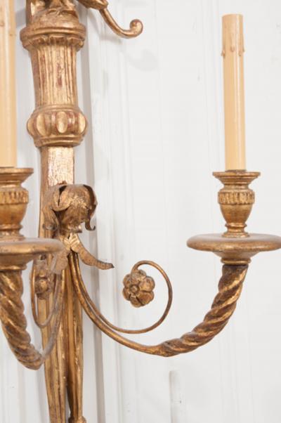 Reproduction Louis XVI Style Giltwood Two Arm Sconce