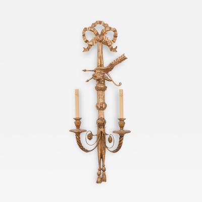 Reproduction Louis XVI Style Giltwood Two Arm Sconce