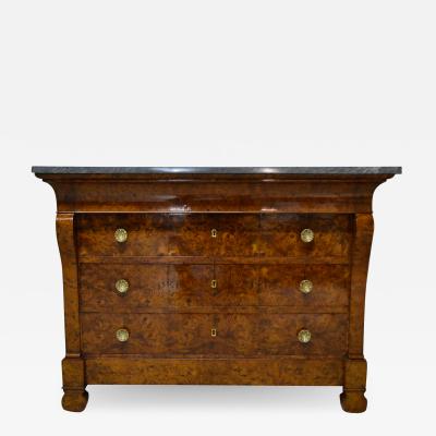 Restauration Period Burl Elm 4 drawer Commode