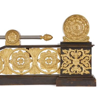 Restauration period gilt and patinated bronze fireplace fender