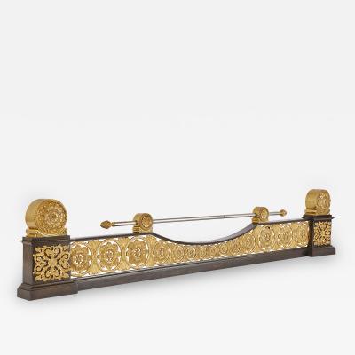 Restauration period gilt and patinated bronze fireplace fender