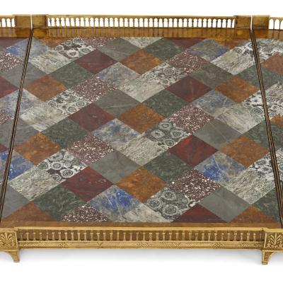 Restauration period gilt bronze and semi precious stone surtout