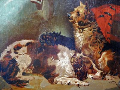 Resting Terriers Oil Painting on Canvas British School of Sporting Art