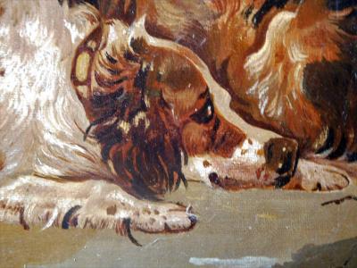 Resting Terriers Oil Painting on Canvas British School of Sporting Art