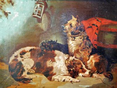 Resting Terriers Oil Painting on Canvas British School of Sporting Art