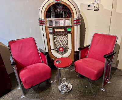Restored Art Deco Movie Theater Seats Pair