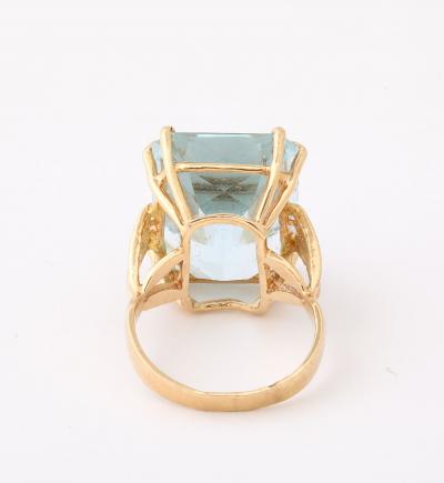 Retro Natural Aquamarine Ring 14K