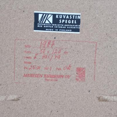 Retro Sculptural Natural White Framed Mirror M kisen Kuvastin Finland 1971