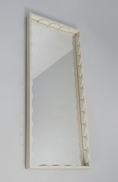 Retro Sculptural Natural White Framed Mirror M kisen Kuvastin Finland 1971