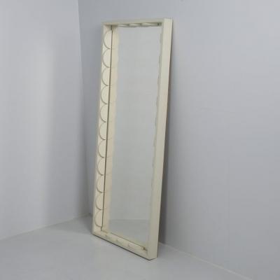 Retro Sculptural Natural White Framed Mirror M kisen Kuvastin Finland 1971