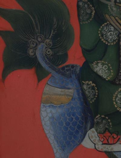 Reverse Glass Painting of a Boy Riding a Qilin China circa 1920