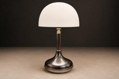 Rewired Brazilian Modern Table Lamp in Chrome Metal and Acrylic Shade