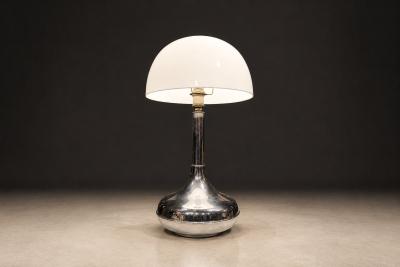 Rewired Brazilian Modern Table Lamp in Chrome Metal and Acrylic Shade