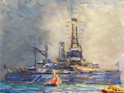 Reynolds Beal Impressionist Oil Painting USS Utah Rockport Mass American 1928