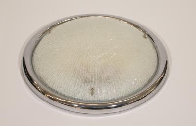 Ribbed Glass Flush Mount with Chrome Surround