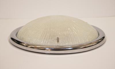 Ribbed Glass Flush Mount with Chrome Surround