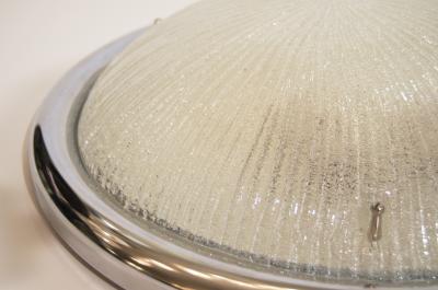 Ribbed Glass Flush Mount with Chrome Surround