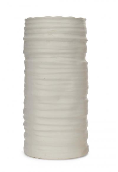 Ribbed White Ceramic Vase