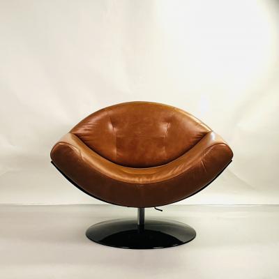 Ricardo Fasanello Impeccable Gaivota Swiveling Leather Armchair by Ricardo Fasanello