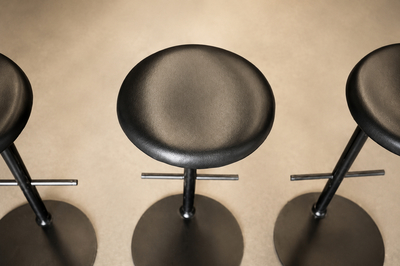 Ricardo Fasanello Ricardo Fasanello Ciranda Bar Stools in Black Steel Leather Set of Three