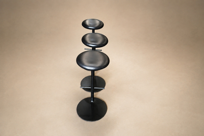 Ricardo Fasanello Ricardo Fasanello Ciranda Bar Stools in Black Steel Leather Set of Three
