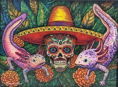 Ricardo Maya Contemporary Mexican Folk Art D a de los Muertos Painting