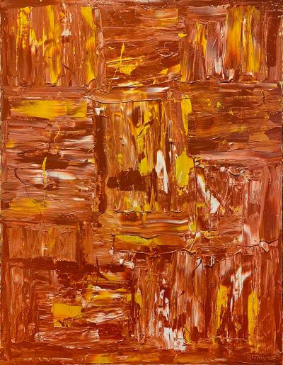 Ricardo Rumi Framed Abstract Oil Painting titled Fire 2006 