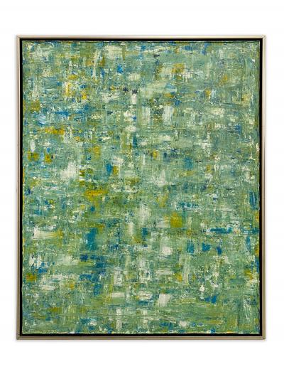 Ricardo Rumi Framed Abstract Oil Painting titled Green Abstract 