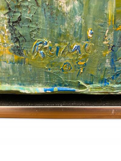 Ricardo Rumi Framed Abstract Oil Painting titled Green Abstract 