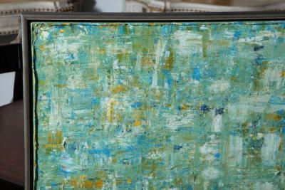 Ricardo Rumi Framed Abstract Oil Painting titled Green Abstract 