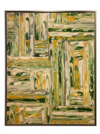 Ricardo Rumi Framed Abstract Oil Painting titled Green Umber 2008 