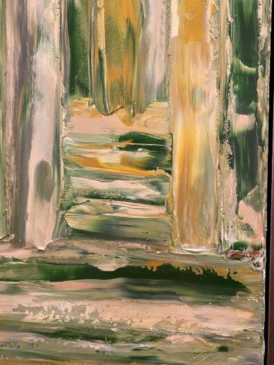 Ricardo Rumi Framed Abstract Oil Painting titled Green Umber 2008 
