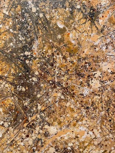 Ricardo Rumi Framed Abstract Oil on Canvas titled Fossil Diptych 