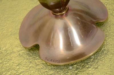 Riccardo Scarpa Pair of bronze lamps signed Scarpa