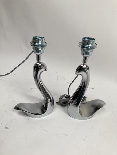 Riccardo Scarpa Pair of chromed bronze lamps By Riccardo scarpa