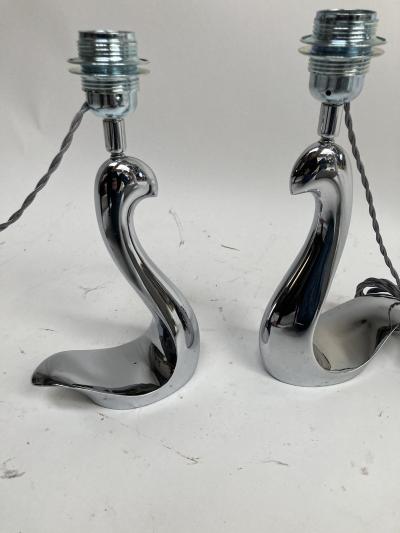 Riccardo Scarpa Pair of chromed bronze lamps By Riccardo scarpa
