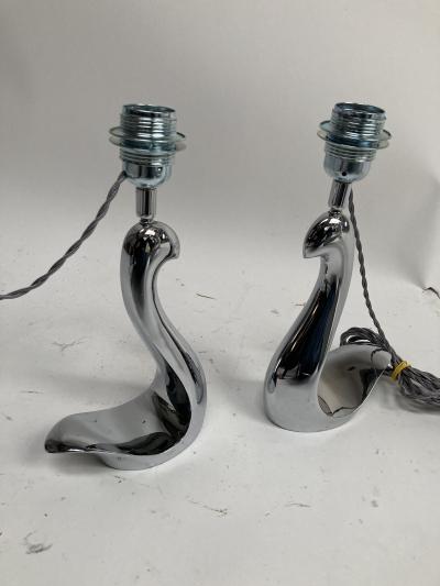 Riccardo Scarpa Pair of chromed bronze lamps By Riccardo scarpa