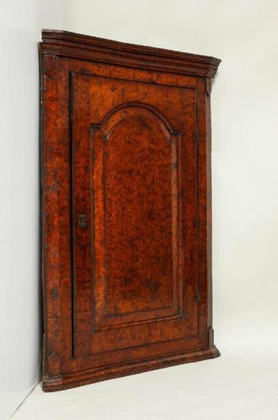 Rich Burl Wood Corner Cupboard