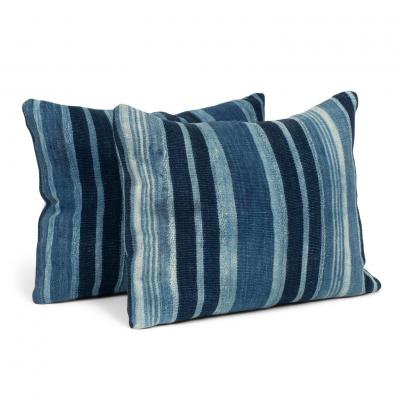 Rich Faded Indigo Stripe Cushion