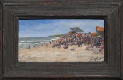 Richard Barnard Chalfant People Watching Oil on Panel by Richard Chalfant