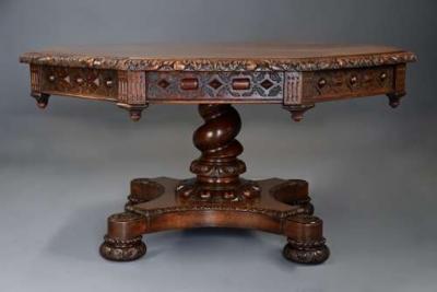 Richard Bridgens Large early 19thc oak library table in the manner of Richard Bridgens