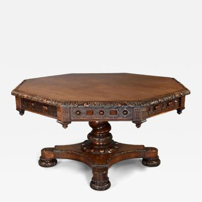 Richard Bridgens Large early 19thc oak library table in the manner of Richard Bridgens
