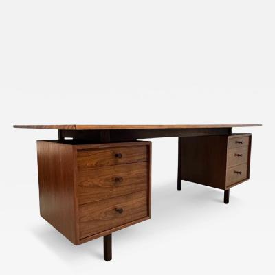 Richard Ernst Artschwager Richard Artschwager Walnut Double Pedestal Executive Desk Mid 20th Century