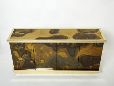 Richard Esabelle Faure French Isabelle and Richard Faure oxidized brass sideboard 1970s