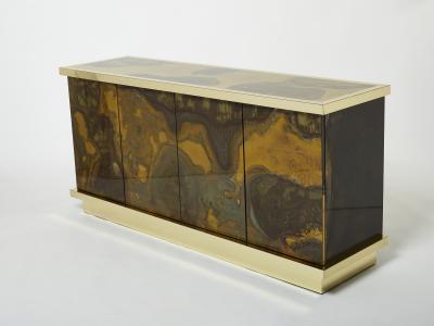 Richard Esabelle Faure French Isabelle and Richard Faure oxidized brass sideboard 1970s