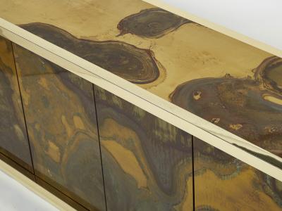 Richard Esabelle Faure French Isabelle and Richard Faure oxidized brass sideboard 1970s