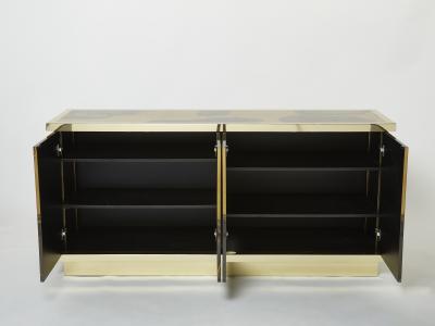 Richard Esabelle Faure French Isabelle and Richard Faure oxidized brass sideboard 1970s