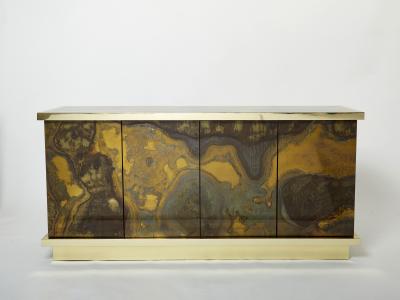 Richard Esabelle Faure French Isabelle and Richard Faure oxidized brass sideboard 1970s