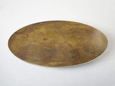 Richard Esabelle Faure Large oval Isabelle and Richard Faure oxidized brass coffee table 1970s